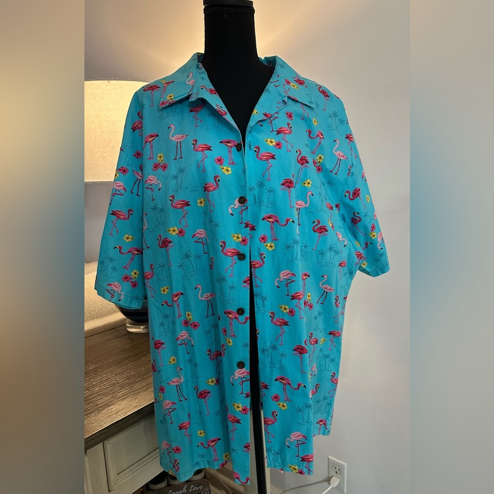 RJC Hawaiian Island Flamingo Camp Shirt - Size 3XL